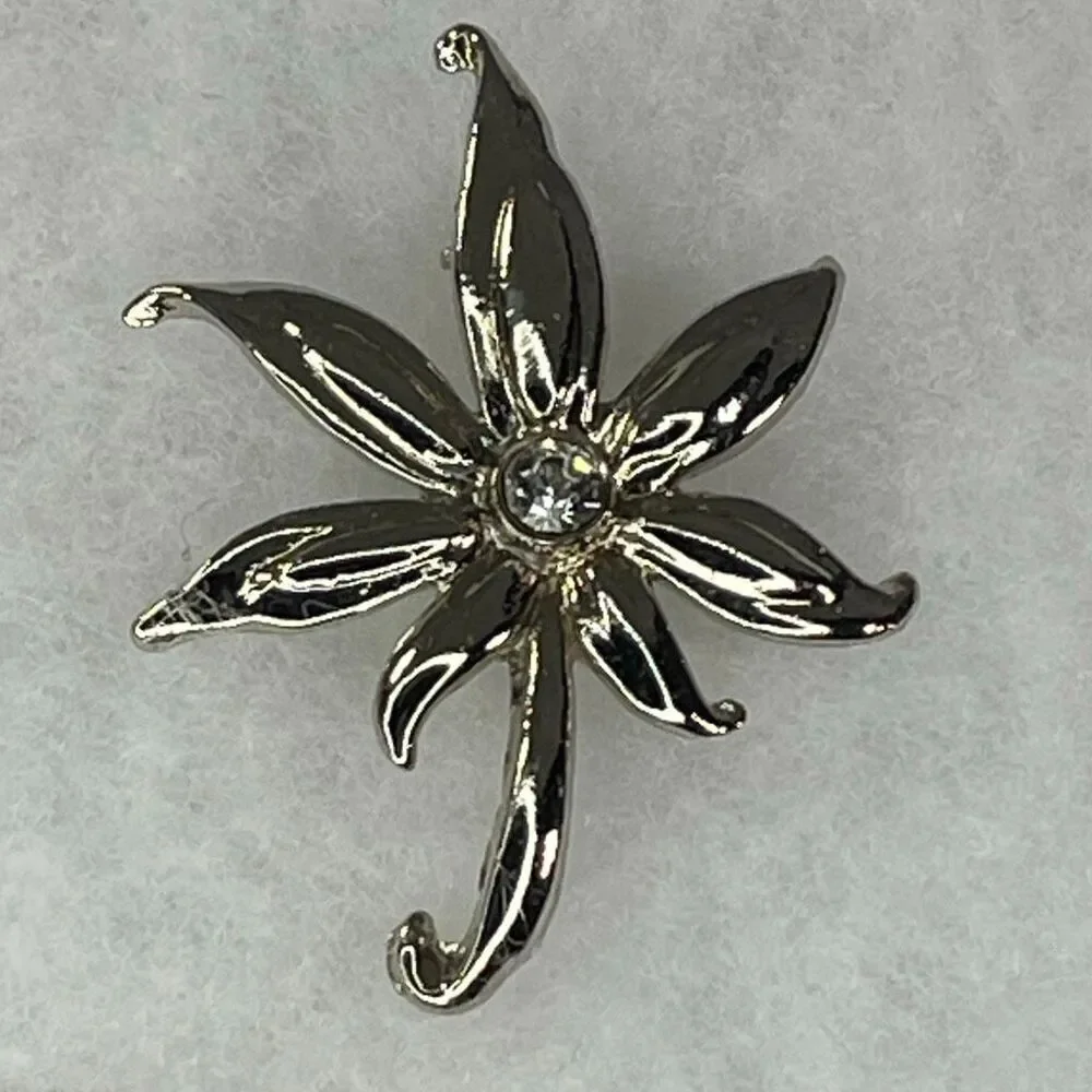 Vintage Japanese Maple rhinestone brooch